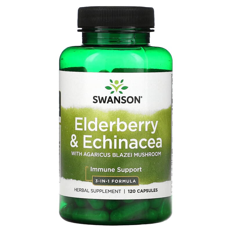 Swanson Elderberry & Echinacea with Agaricus Blazei Mushroom 120 Capsules 87614110448
