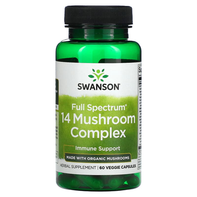 Swanson Full Spectrum 14 Mushroom Complex 60 Veggie Capsules 87614113838