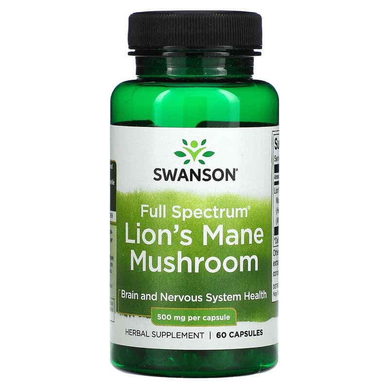 Swanson Full Spectrum Lion's Mane Mushroom 500 mg 60 Capsules 87614110967