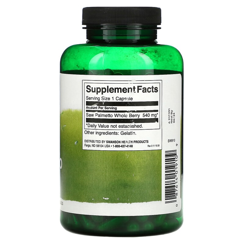 Swanson, Full Spectrum Saw Palmetto, 540 mg, 250 Capsules 87614019109