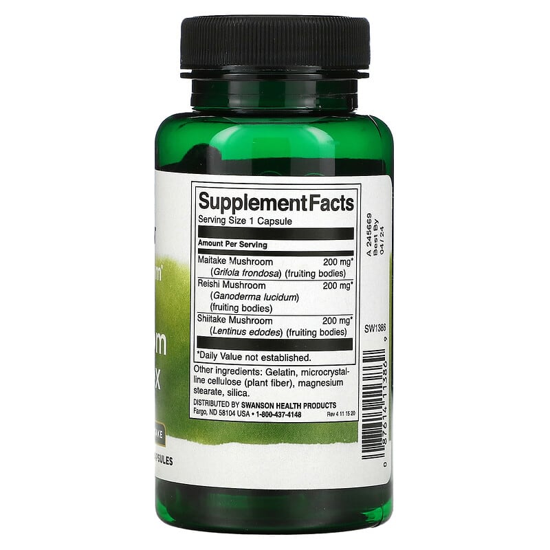 Swanson, Full Spectrum Triple Mushroom Complex, 60 Capsules 87614113869