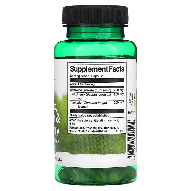 Swanson, Full Spectrum, Turmeric, Boswellia & Tart Cherry, 60 Capsules 87614115924