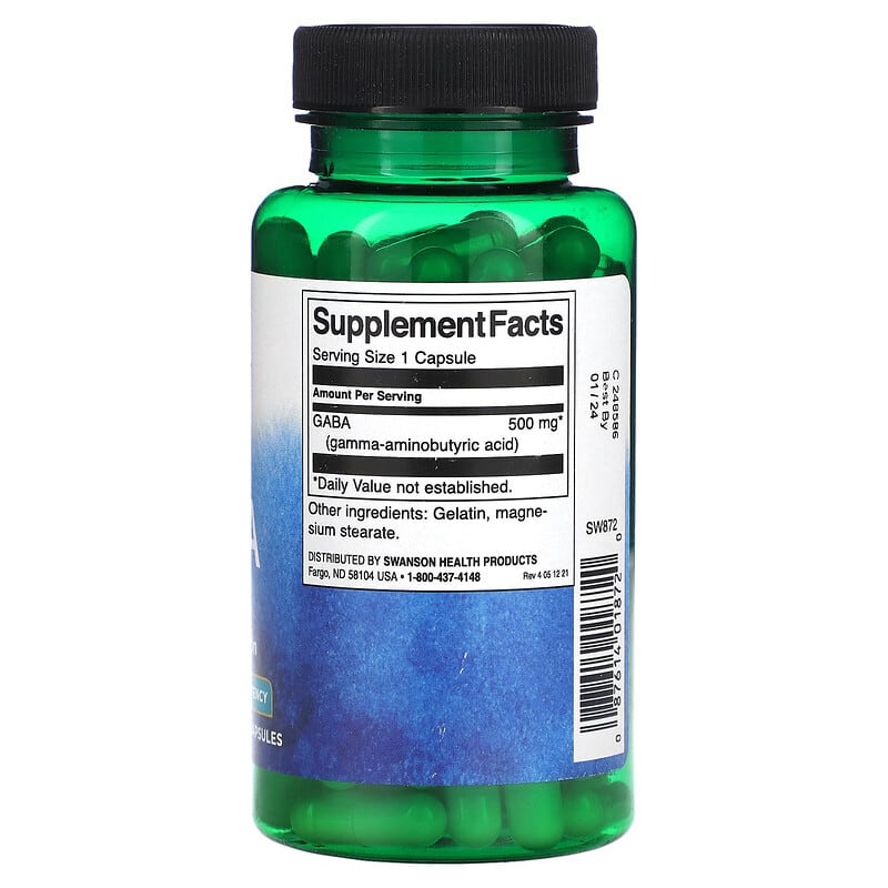 Swanson, Gaba, High Potency, 500 mg, 100 Capsules 87614018720