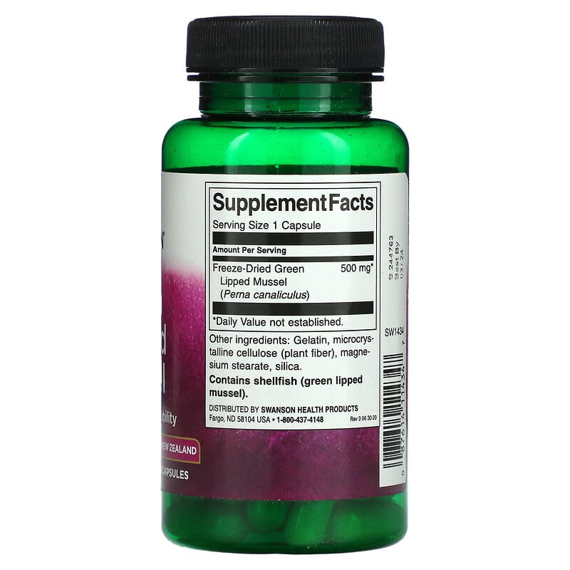Swanson, Green Lipped Mussel, 500 mg, 60 Capsules 87614114347