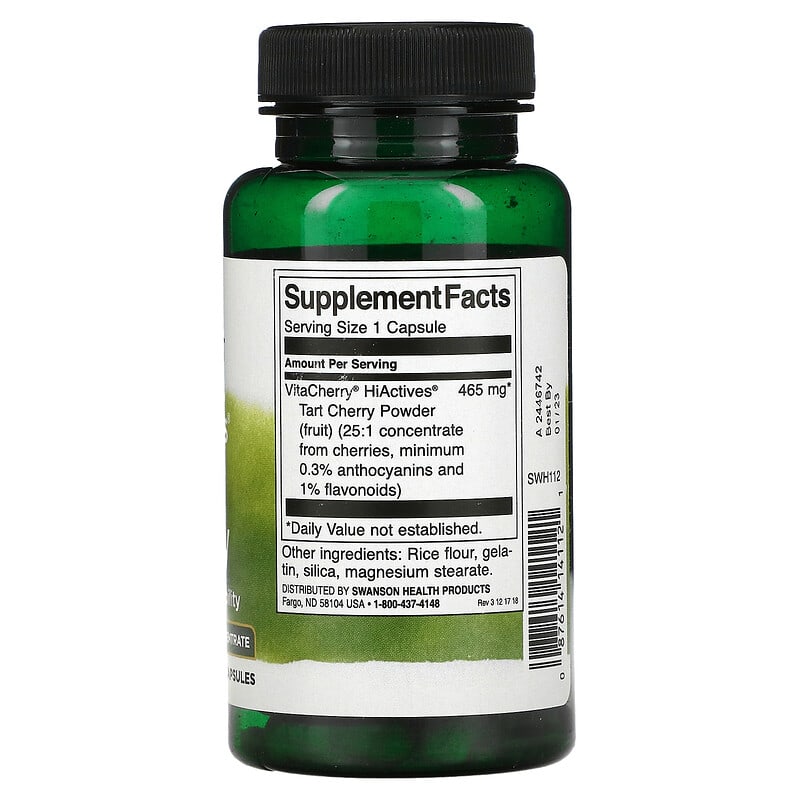 Swanson, HiActives Tart Cherry, 465 mg, 60 Capsules 87614141121