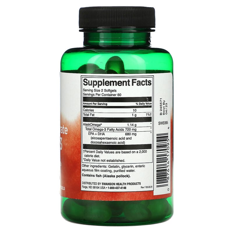 Swanson, High Concentrate Omega-3, 120 Mini Softgels 87614170954