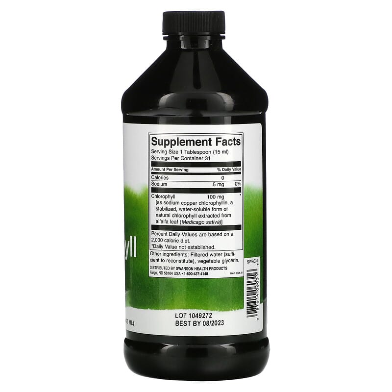 Swanson, Liquid Chlorophyll, 100 mg, 16 fl oz (473 ml) 87614060316