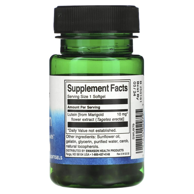 Swanson, Lutein, 10 mg, 60 Softgels 87614029795