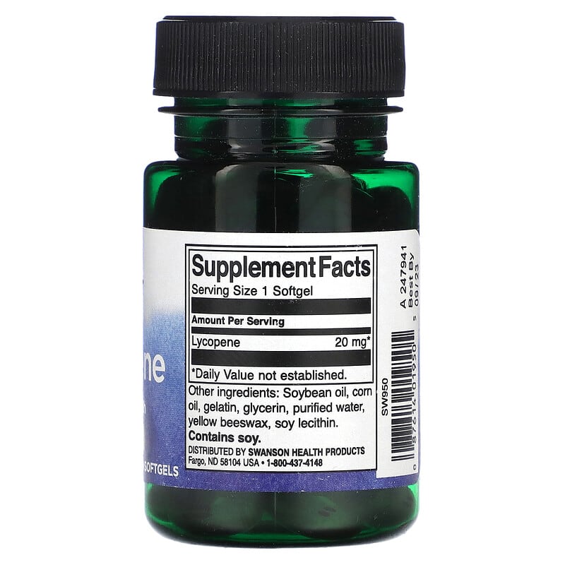 Swanson, Lycopene, 20 mg, 60 Softgels 87614019505