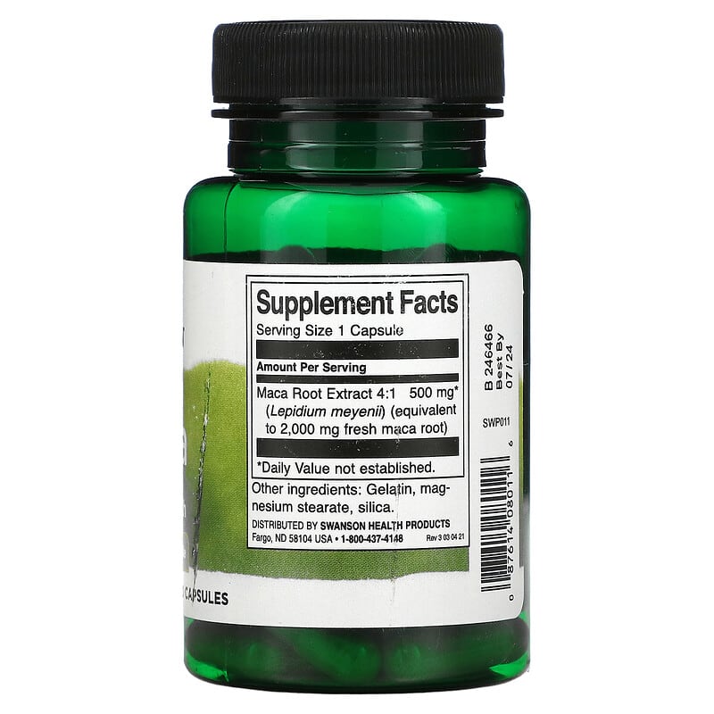 Swanson, Maca, 500 mg, 60 Capsules 87614080116