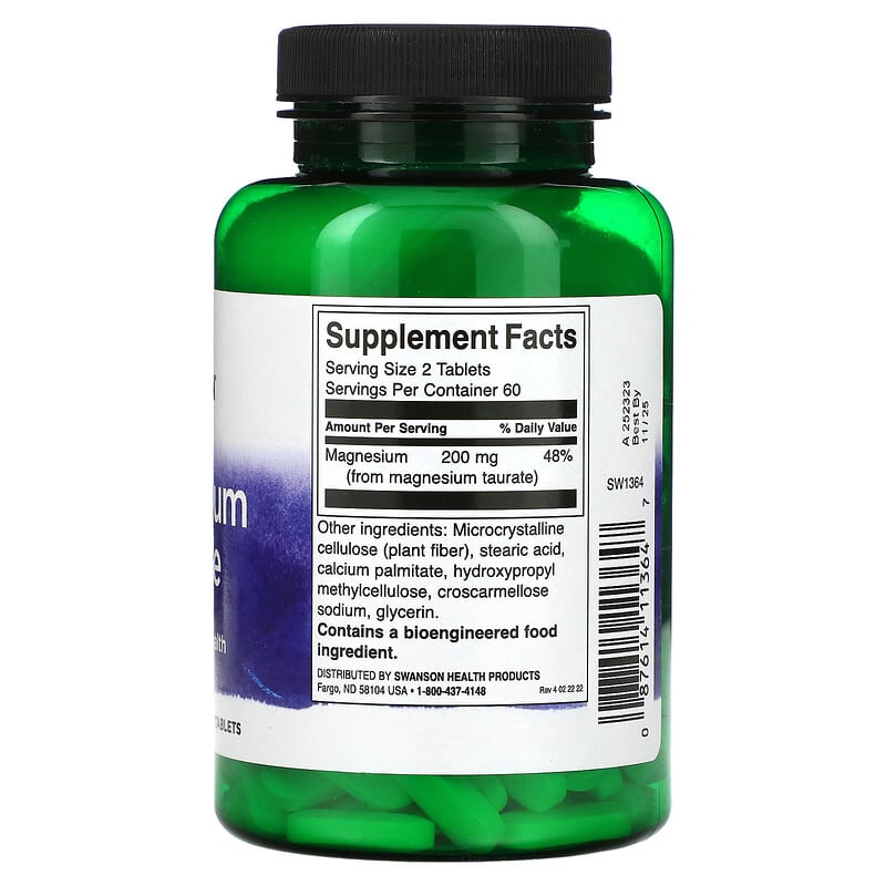 Swanson, Magnesium Taurate, 100 mg, 120 tablets 87614113647