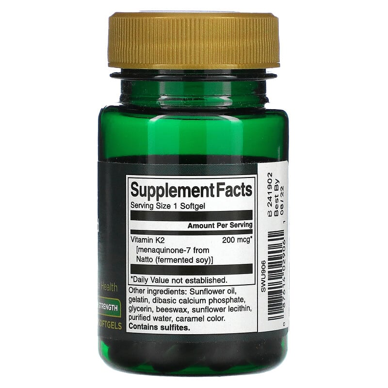 Swanson, Maximum Strength, Real Food K2, 200 mcg, 30 Softgels 87614029061