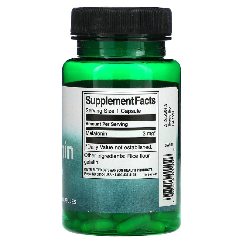 Swanson, Melatonin, 3 mg, 120 Capsules 87614015026