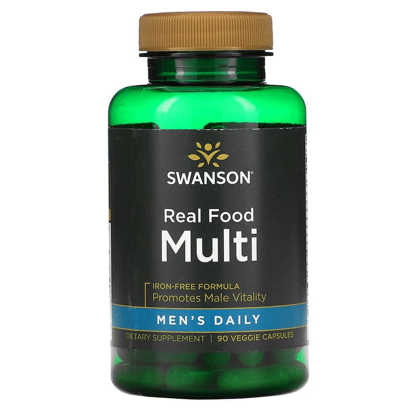 Swanson Men's Daily Real Food Multi Iron-Free 90 Veggie Capsules 87614210360
