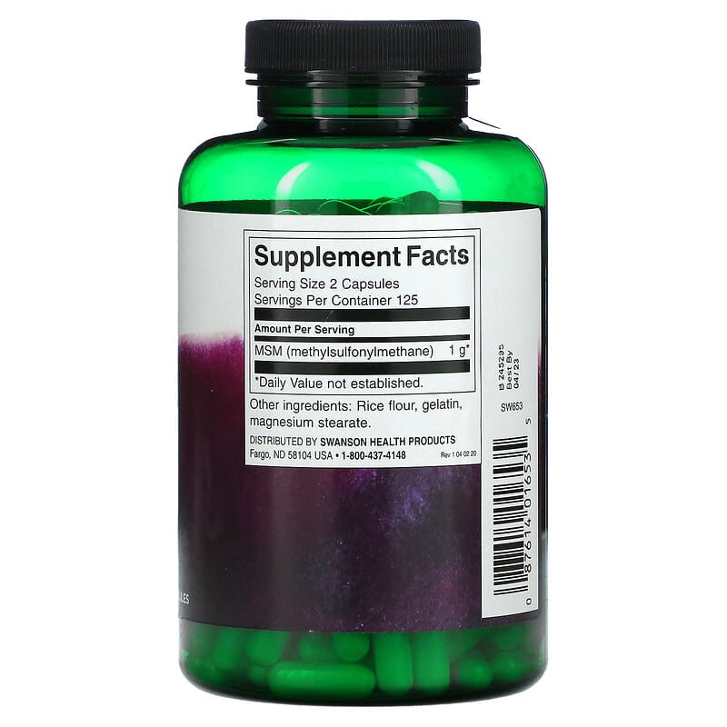 Swanson, MSM, Joint Health, 250 mg, 250 Capsules 87614016535
