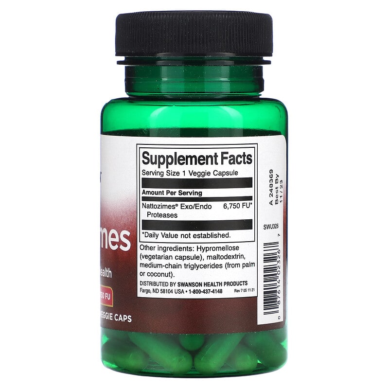 Swanson, Nattozimes, 195 mg (6,750 FU), 60 Veggie Caps 87614023267