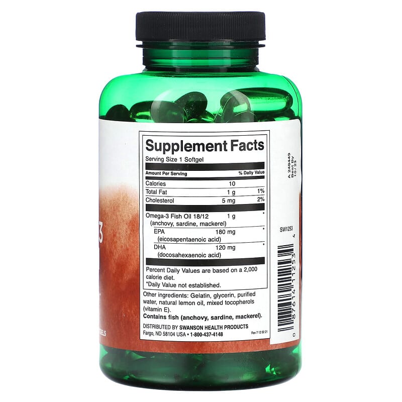 Swanson, Omega-3 Fish Oil, Lemon, 150 Softgels 87614112534