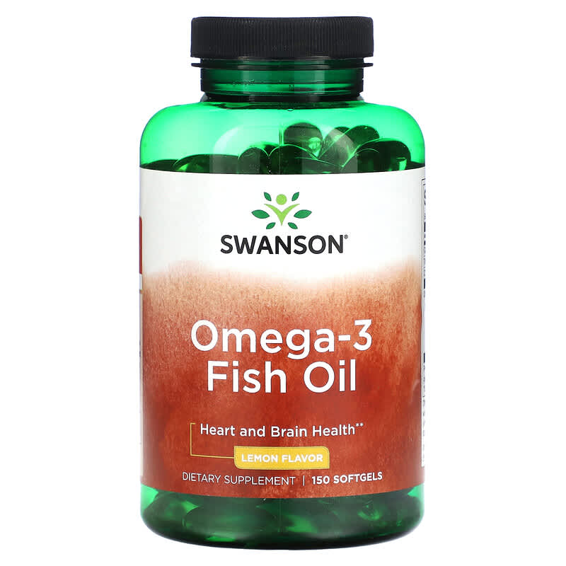 Swanson Omega-3 Fish Oil Lemon 150 Softgels 87614112534
