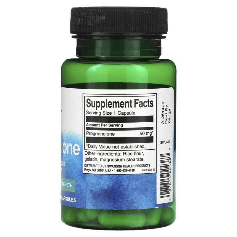 Swanson, Pregnenolone, Super Strength, 50 mg, 60 Capsules 87614024387