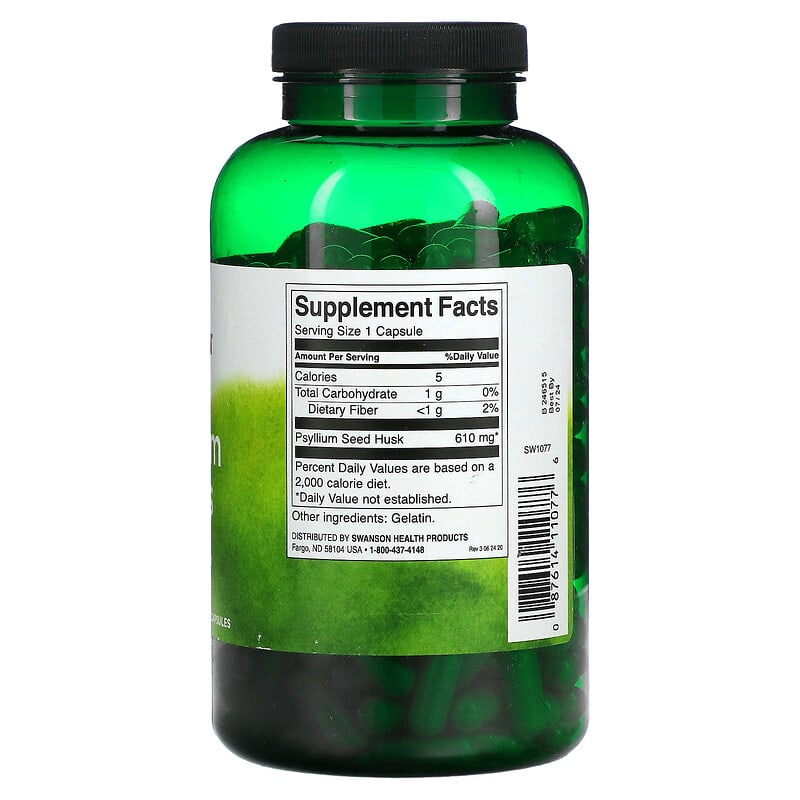 Swanson, Psyllium Husks, 610 mg, 300 Capsules 87614110776