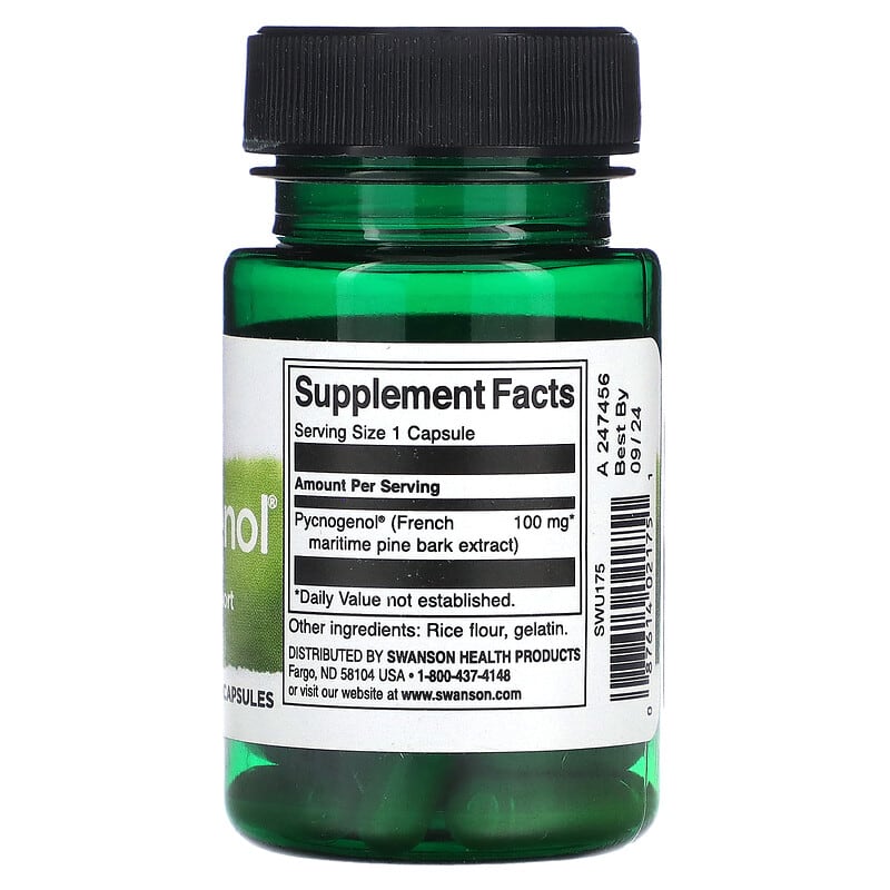 Swanson, Pycnogenol, 100 mg, 30 Capsules 87614021751