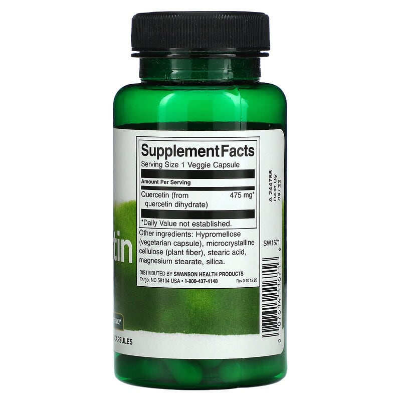 Swanson, Quercetin, 475 mg, 60 Veggie Capsules 87614116716