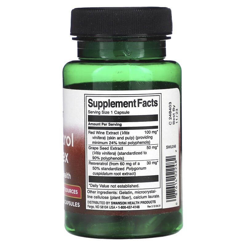 Swanson, Resveratrol Complex, 60 Capsules 87614022482