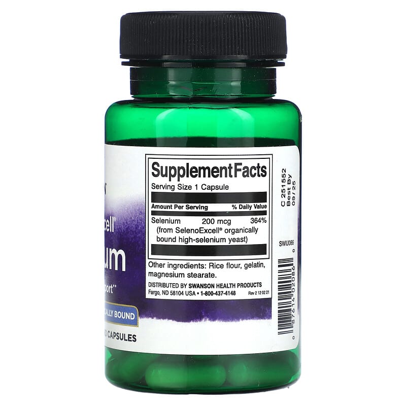 Swanson, SelenoExcell, Selenium, 200 mcg, 60 Capsules 87614020860