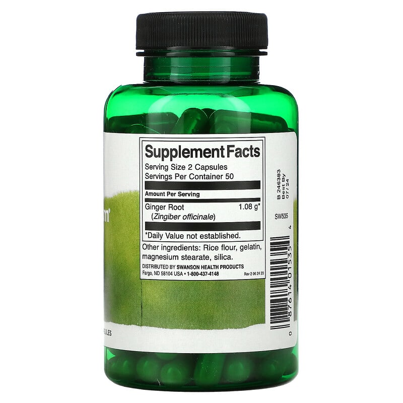 Swanson, Spectrum Ginger Root, 540 mg, 100 Capsules 87614015354