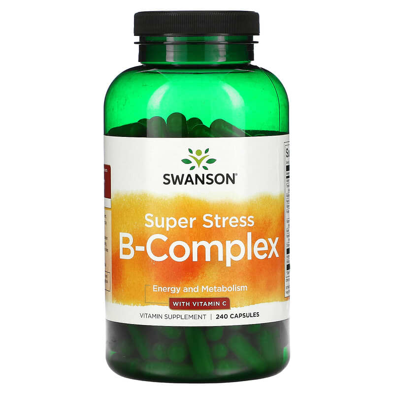 Swanson Super Stress B-Complex With Vitamin C 240 Capsules 87614110738