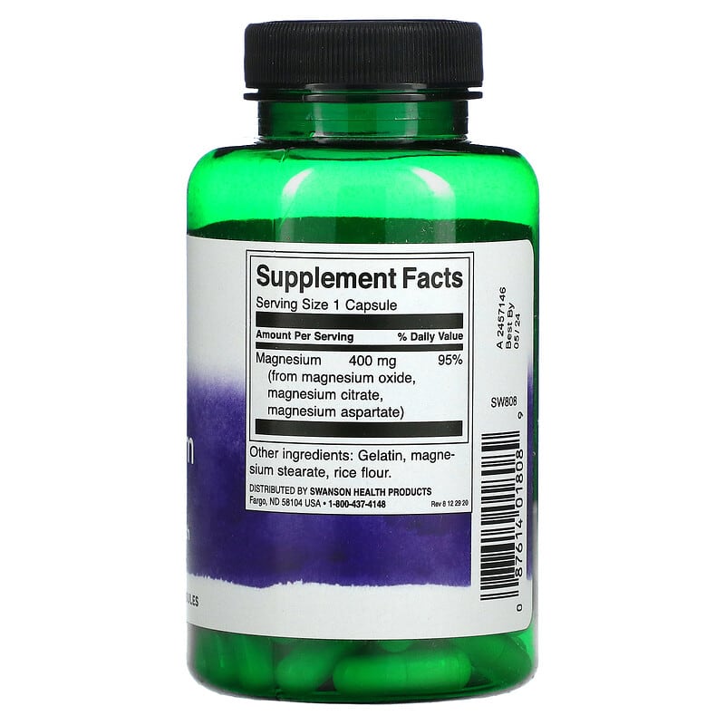 Swanson, Triple Magnesium Complex, 400 mg, 100 Capsules 87614018089