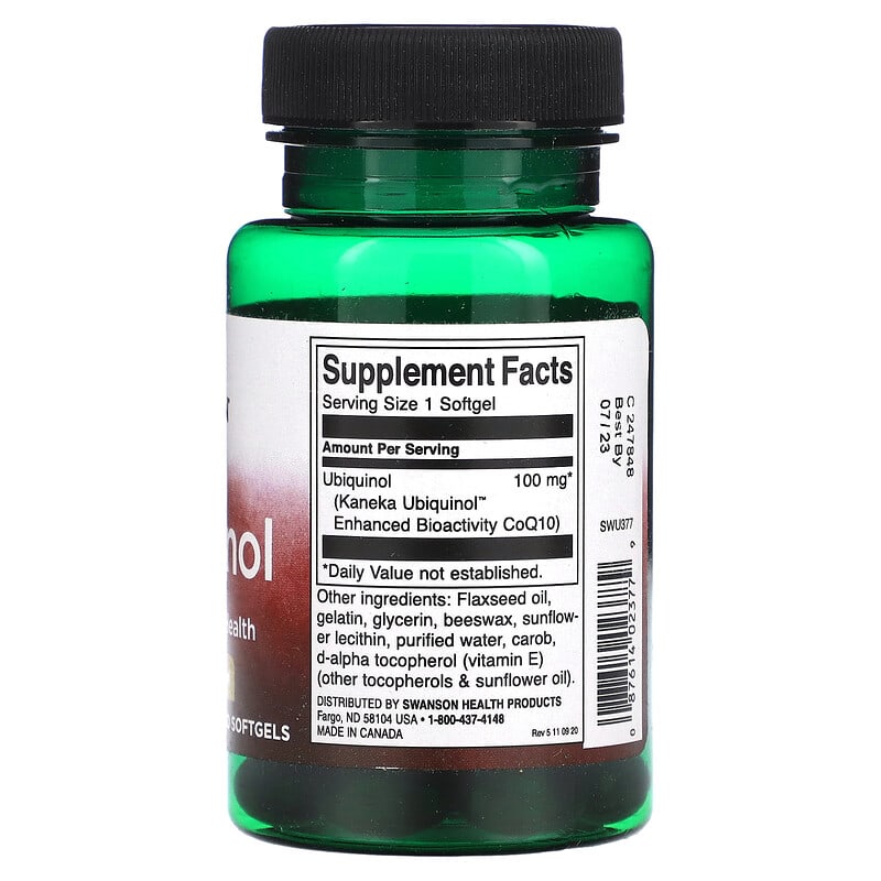 Swanson, Ubiquinol, 100 mg, 60 Softgels 87614023779