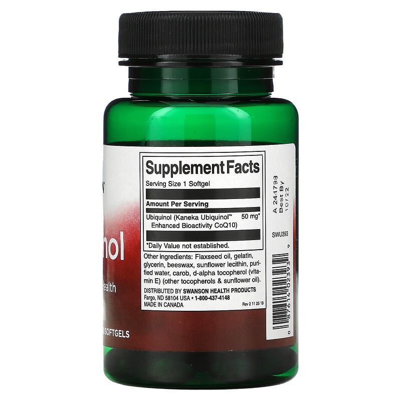 Swanson, Ubiquinol, 50 mg, 60 Softgels 87614023939