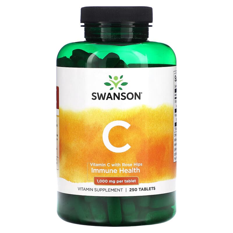 Swanson Vitamin C With Rose Hips 1,000 mg 250 Tablets 87614010908