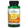 Swanson Vitamin D3 Bone and Immune Highest Potency 5,000 IU 250 Softgels 87614113715