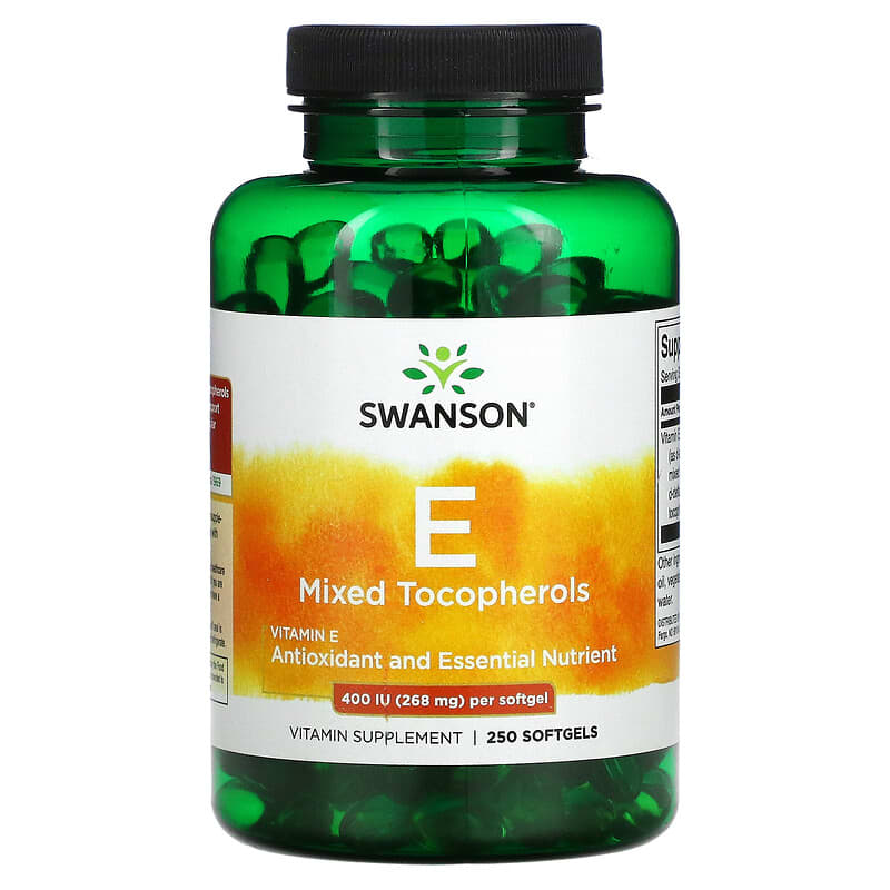Swanson Vitamin E Mixed Tocopherols 400 IU 250 Softgels 87614011523