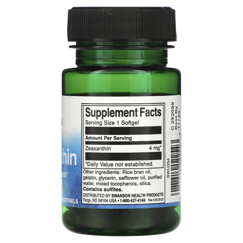 Swanson, Zeaxanthin, 4 mg, 60 Softgels 87614022543