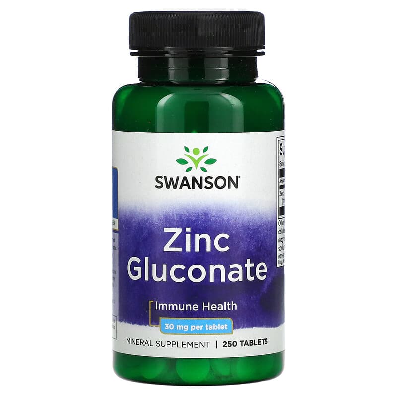 Swanson Zinc Gluconate 30 mg 250 Tablets 87614012032
