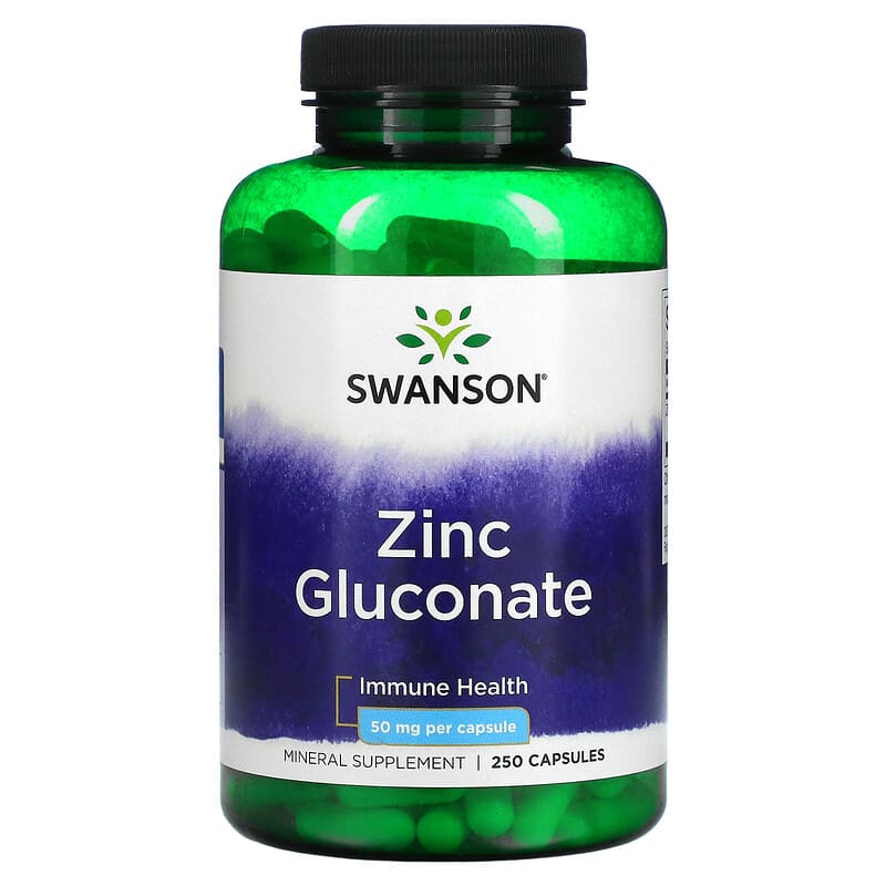 Swanson Zinc Gluconate 50 mg 250 Capsules 87614012063