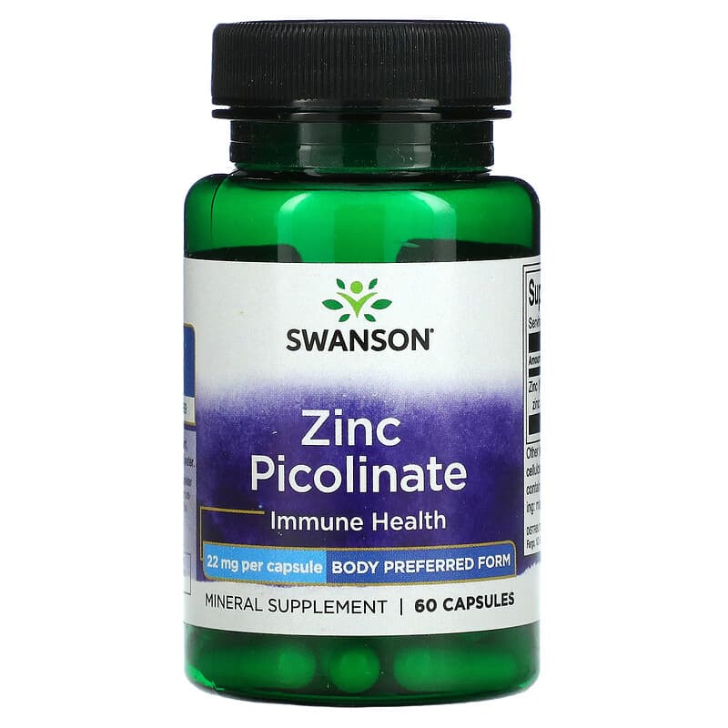 Swanson Zinc Picolinate 22 mg 60 Capsules 87614111131