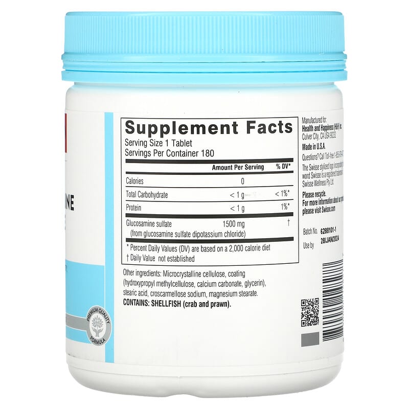 Swisse, Ultiboost, Glucosamine Sulfate, 1,500 mg, 180 Tablets 850000148277
