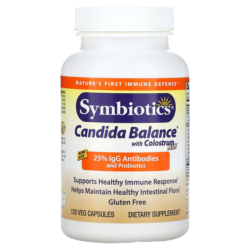 Symbiotics Candida Balance with Colostrum Plus 120 Veg Capsules 647303040021