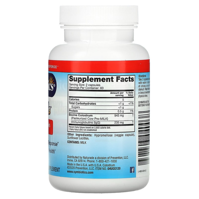 Symbiotics, Colostrum Plus, 120 Veg Capsules 647303040038