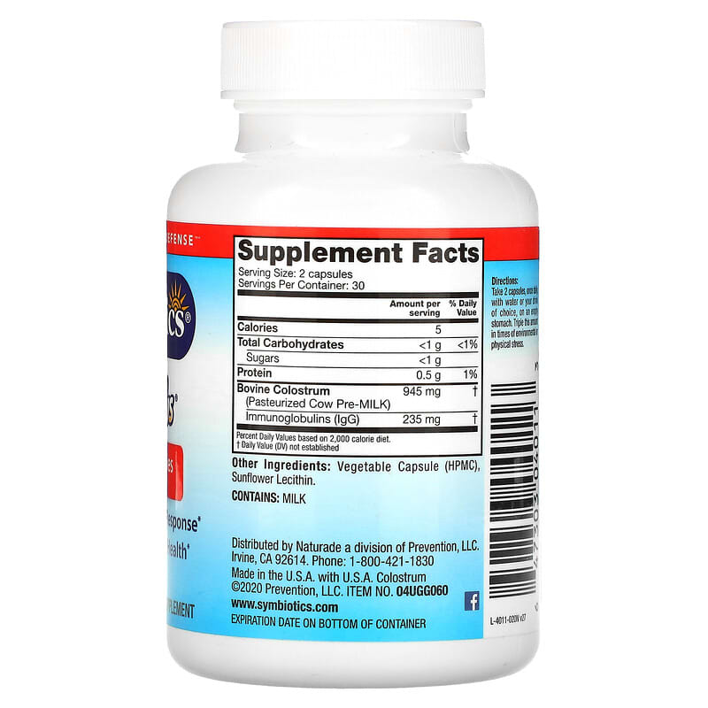 Symbiotics, Colostrum Plus, 60 Veg Capsules 647303040113