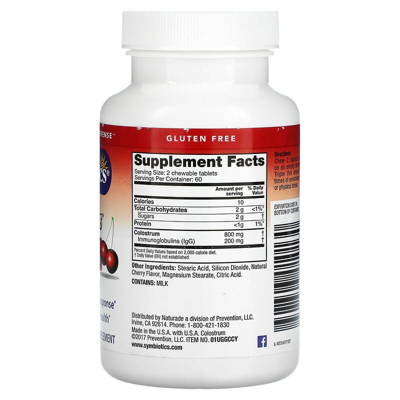 Symbiotics, Colostrum Plus, Wild Cherry Flavor, 120 Chewable Tabs 647303010130