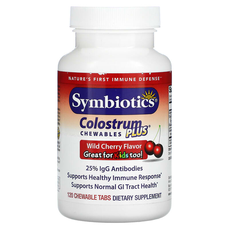 Symbiotics Colostrum Plus Wild Cherry Flavor 120 Chewable Tabs 647303010130