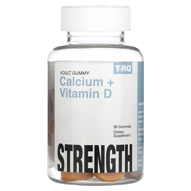 T-RQ Adult Gummy Calcium + Vitamin D Strawberry Orange Cherry 30 Gummies 835776001117