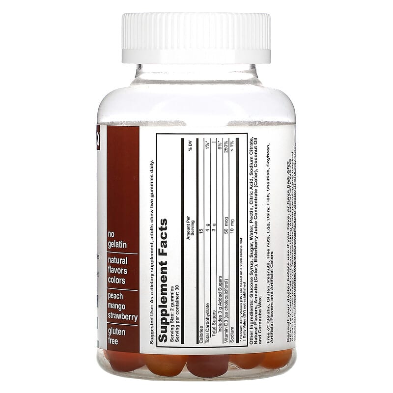 T-RQ, Adult Gummy, Vitamin D3, Bone, Peach, Mango, Strawberry,  60 Gummies 835776001308