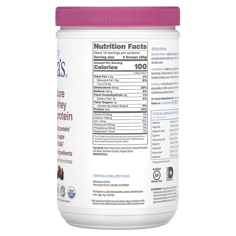 Teras Whey, Grass Fed Pure Whey Protein, Dark Chocolate, 12 oz (340 g) 850628002180