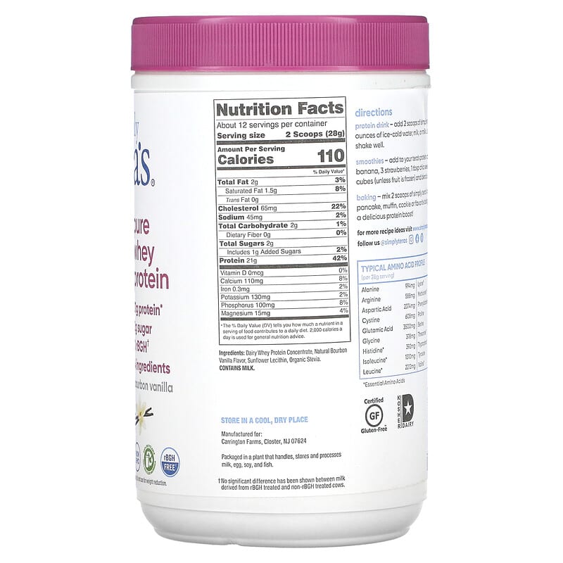 Teras Whey, Grass Fed, Simply Pure Whey Protein, Bourbon Vanilla, 12 oz (340 g) 850628002197